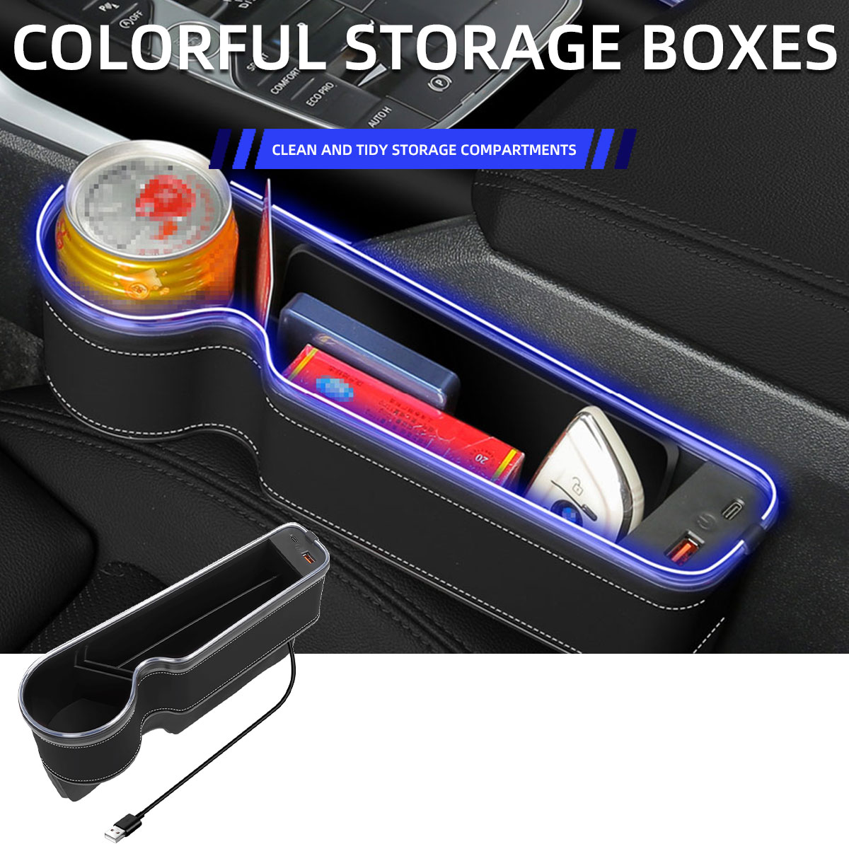 Seat Gap Filler Organizer With Usb Charger - Car Seat Gap Filler Cup Holder