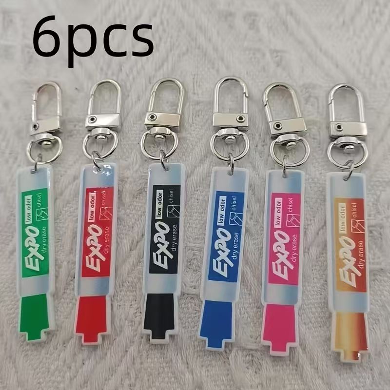 Car Accessories - 6pcs acrylic pen keychain, alloy hiking