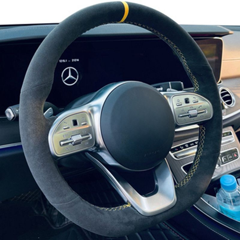 Car Steering Wheel Cover Anti Slip Breathable - Anti-Slip Black Suede Braid Car Steering
