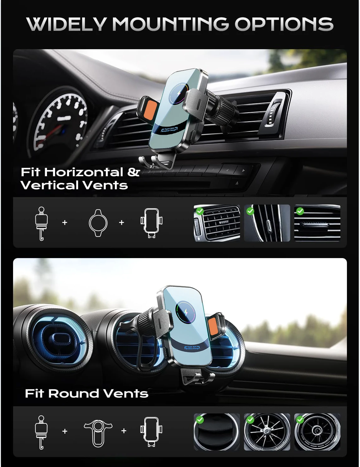 UYUXIO Wireless Car Charger Su - đánh giá và giá Magnetic Phone Holder For Car Vent