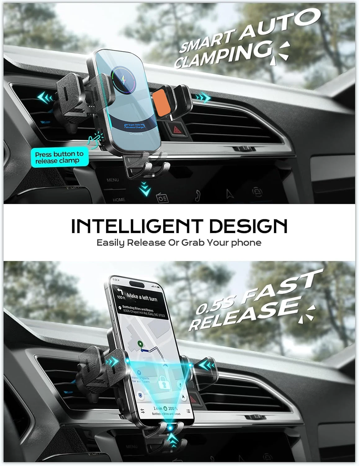 UYUXIO Wireless Car Charger Su - đánh giá và giá Magnetic Phone Holder For Car Vent