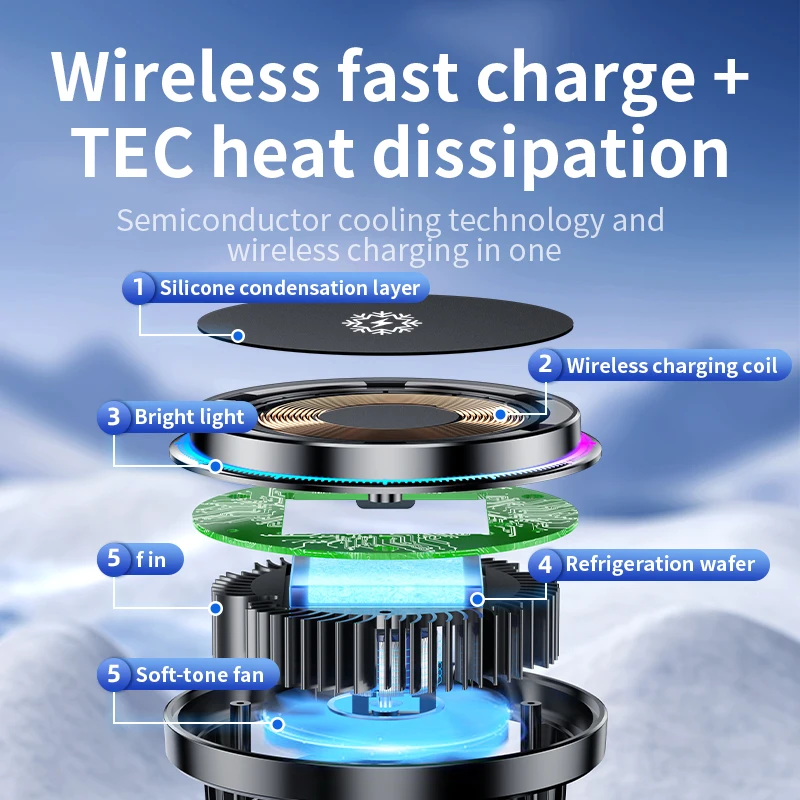Ice Cooling Magnetic Wireless  - đánh giá và giá Wireless Car Charger Mount Fast Charging