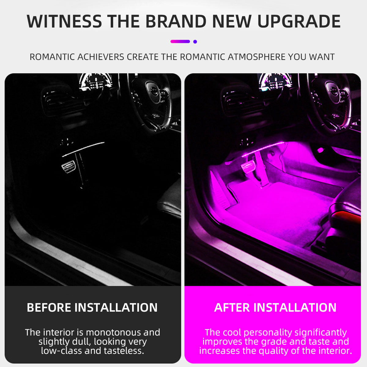 2/4in1 12/18 LED RGB Rainbow A - đánh giá và giá Led Ambient Interior Car Lights App Control