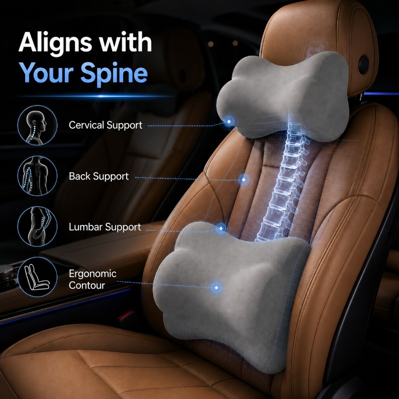 Universal Car Headrest Neck Pi - đánh giá và giá Memory Foam Car Neck Pillow Lumbar Support