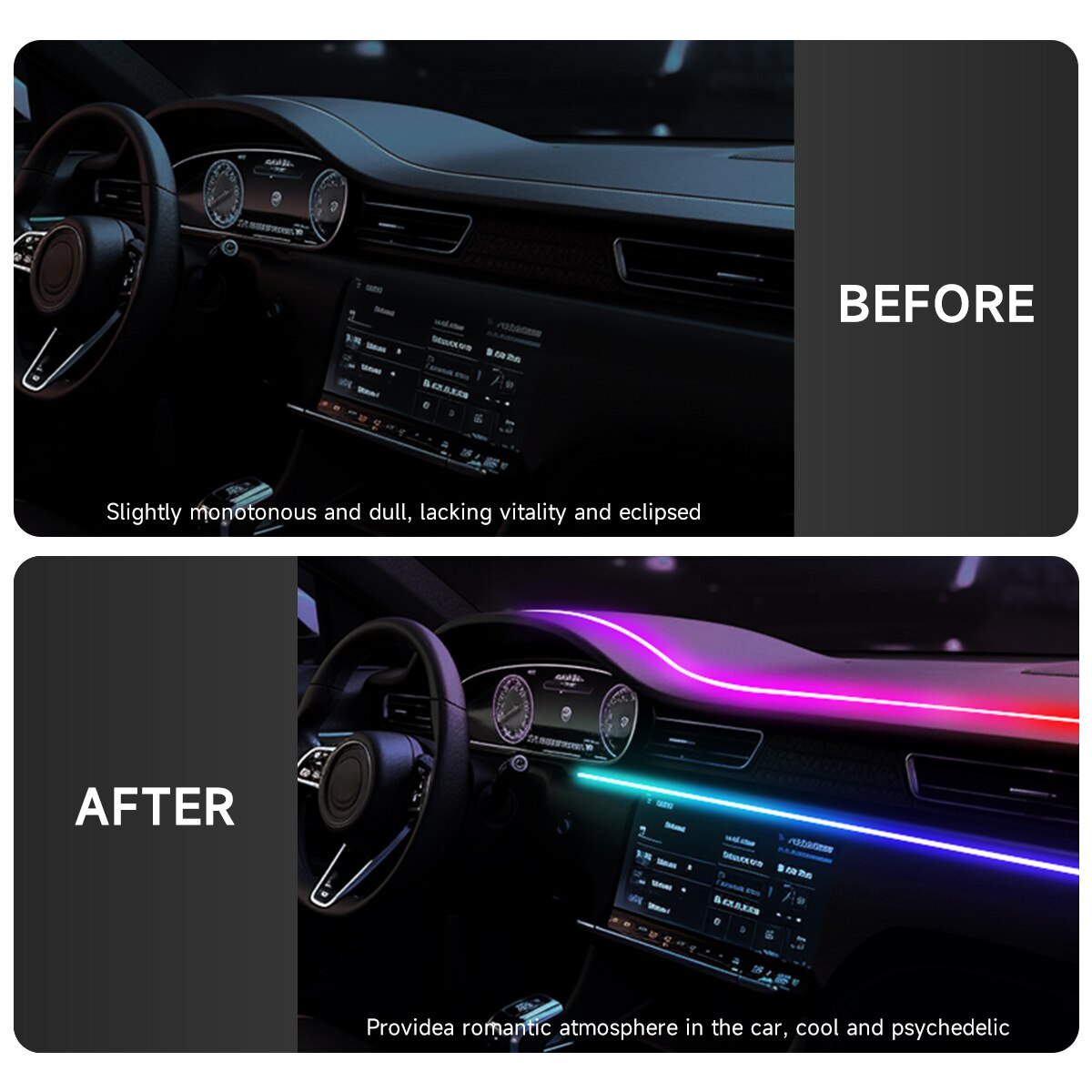 Car LED Ambient Light USB 64 C - đánh giá và giá Led Ambient Interior Car Lights App Control