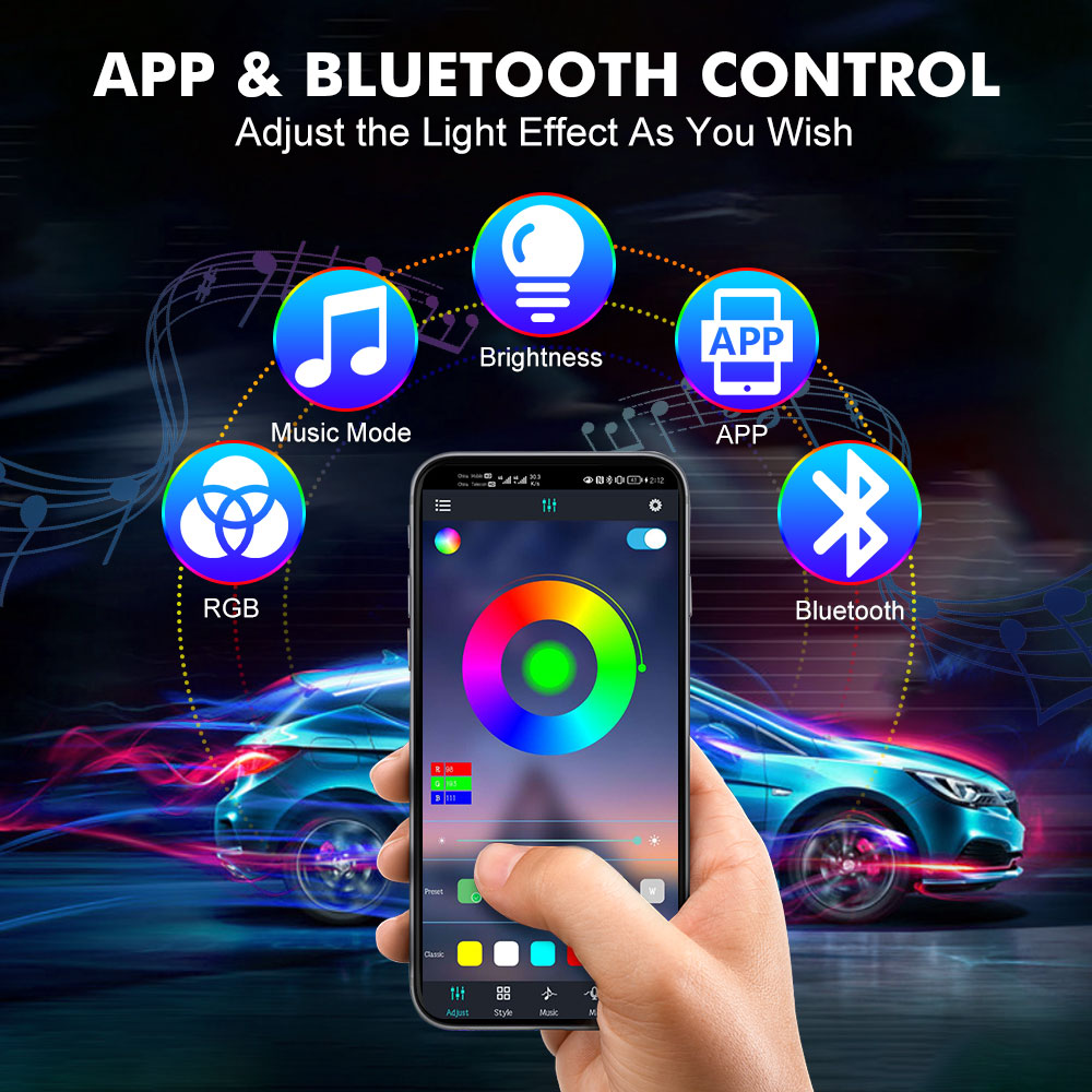 Đèn LED Dây Xe Ô Tô, Trang Trí - đánh giá và giá Led Ambient Interior Car Lights App Control