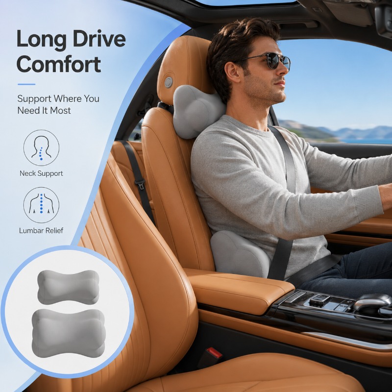 Memory Foam Car Headrest Pillo - đánh giá và giá Memory Foam Car Neck Pillow Lumbar Support