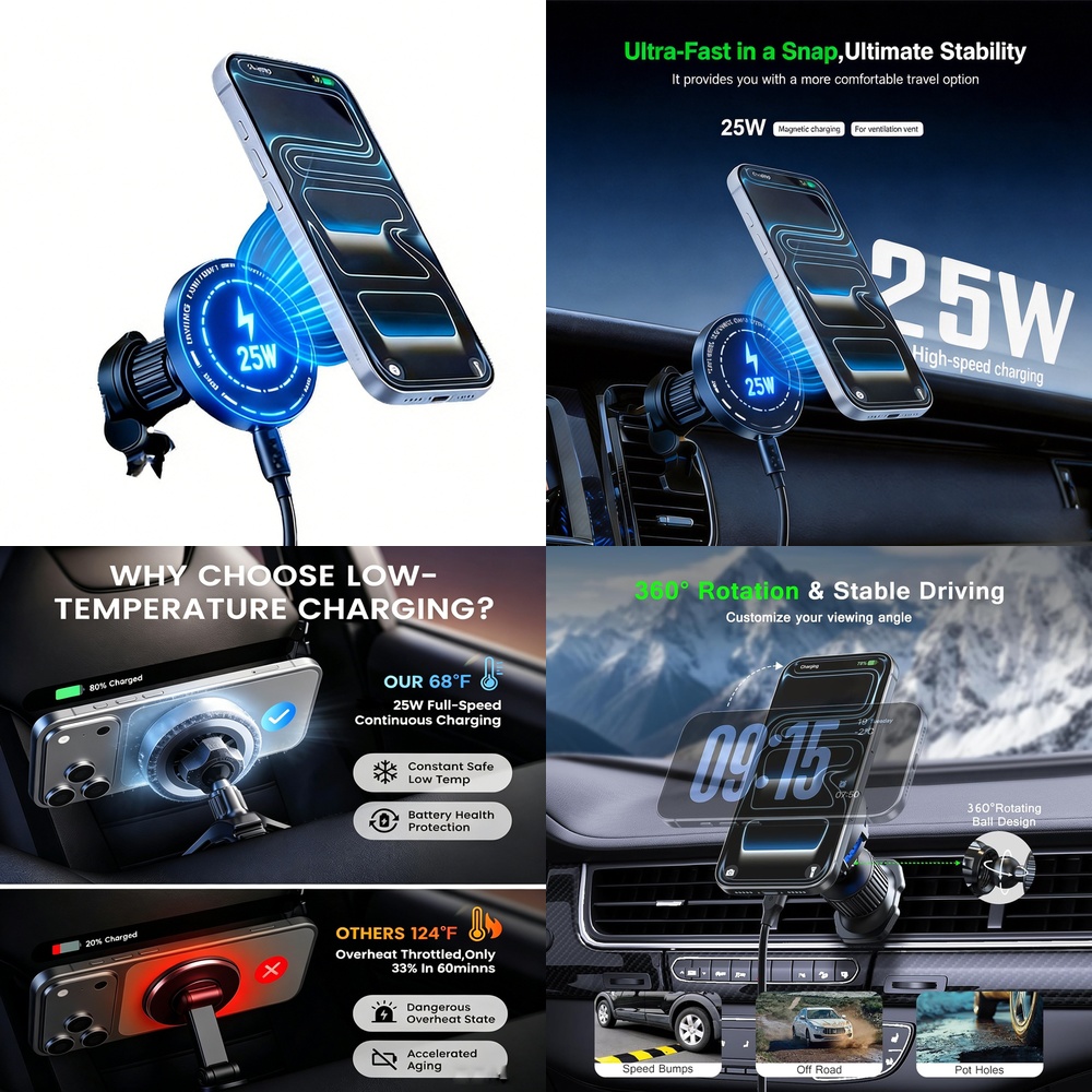 Strong 25W Magnetic Wireless C - đánh giá và giá Magnetic Phone Holder For Car Vent